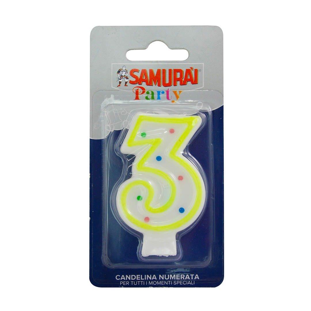 Samurai Birthday Candle Number 3 - Karout Online -Karout Online Shopping In lebanon - Karout Express Delivery 
