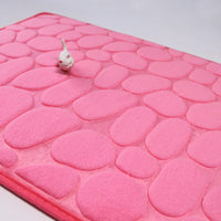 Embossed Paver Bathroom Mat Non-Slip Memory Foam Accessory for Sink Bathtub Side Shower Doormat