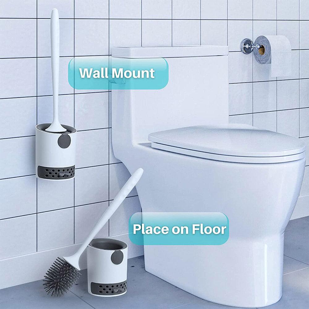 Yakut Silicone Toilet Brush and Container with Quick Drying Holder Set for Bathroom Toilet - Karout Online -Karout Online Shopping In lebanon - Karout Express Delivery 