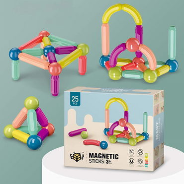 (Net) Magnetic Sticks Toy Set 25 Pcs