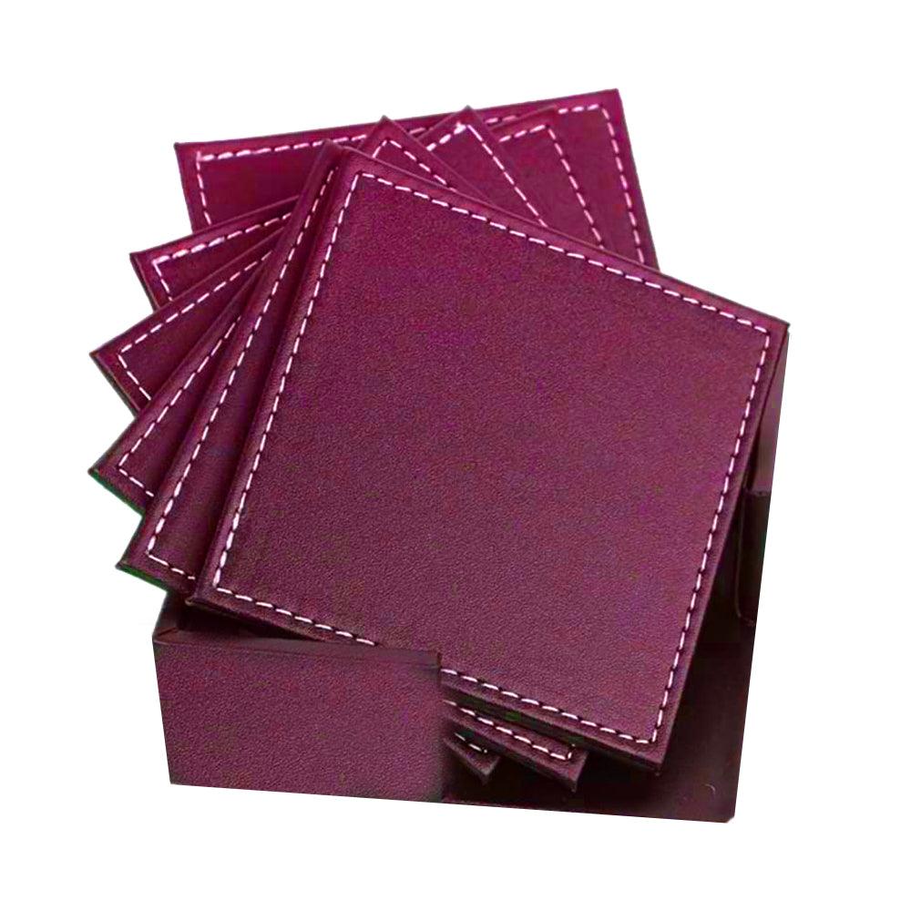 Squared Leather Coaster Set ( 6 Pcs) / 801142 - Karout Online -Karout Online Shopping In lebanon - Karout Express Delivery 