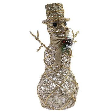 Christmas Gold Glittery Light Up Snow Man 55 cm.