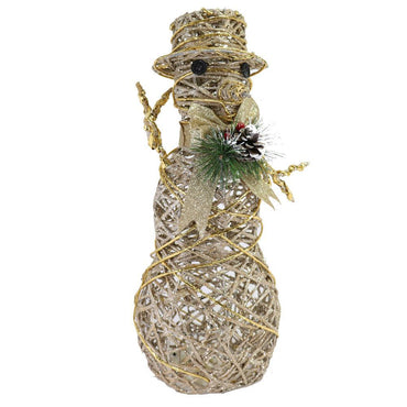 Christmas Gold Glittery Light Up Snow Man 45 cm.