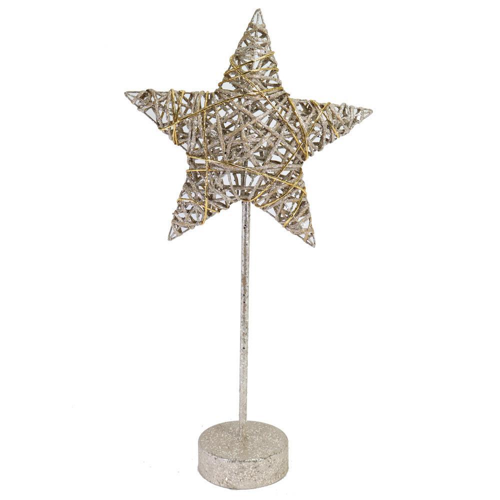 Christmas Gold Glittery Light Up Star 25 x 50cm  (10 lamps).