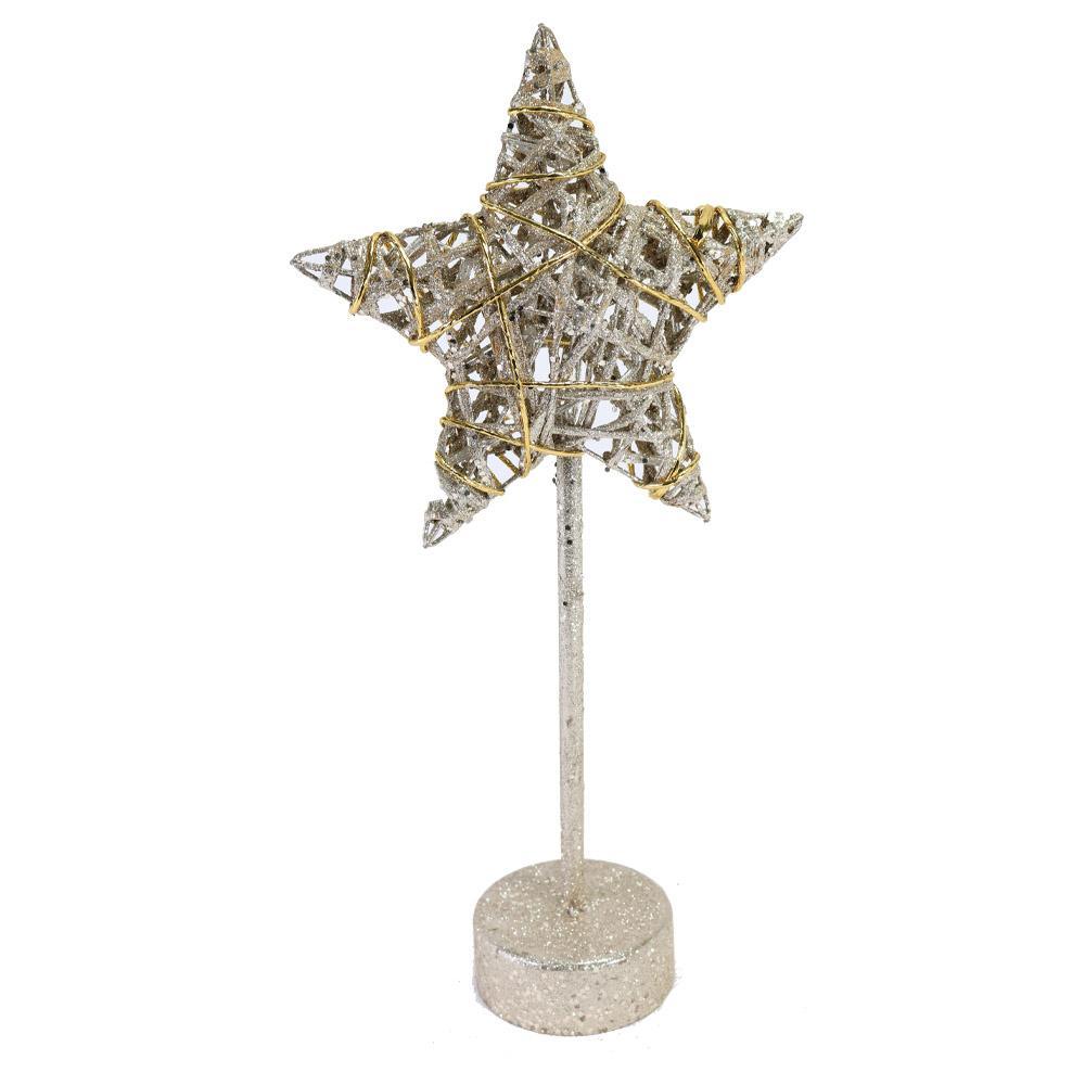 Christmas Gold Glittery Light Up Star 20 x 40cm  (10 lamps).