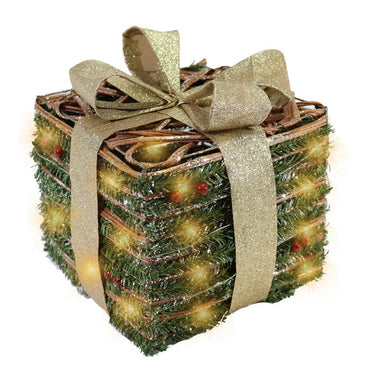 Rattan Light Up Gift Box 20 cm ( 20 Lamps).