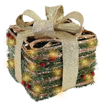 Rattan Light Up Gift Box 15 cm ( 10 Lamps).