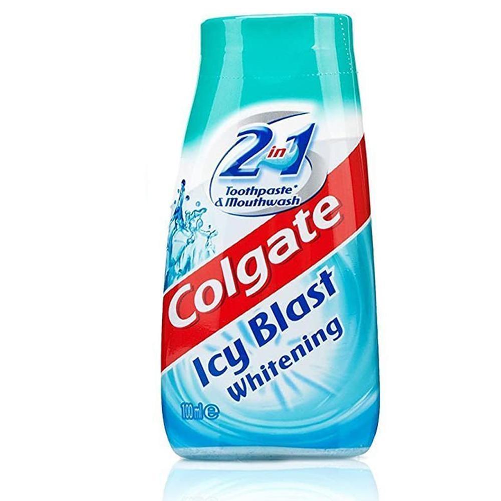 Colgate 2 in 1 Toothpaste & Mouthwash ICY Blast Whitening 100ml Travel Size.