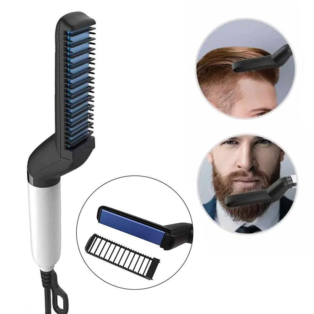 Modelling Comb Hair Styler Ceramic Flat Iron Beard Straightener Brush - Karout Online