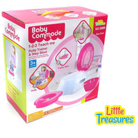 Little Treasures Pink Baby 1-2-3 Teach Me Potty Trainer & Step Stool for Ages 3 Months and Up.