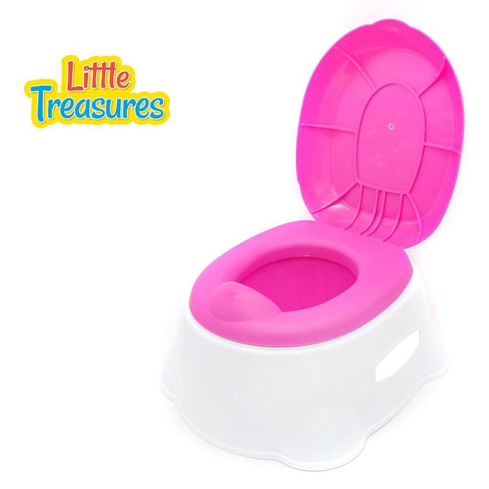Little Treasures Pink Baby 1-2-3 Teach Me Potty Trainer & Step Stool for Ages 3 Months and Up.