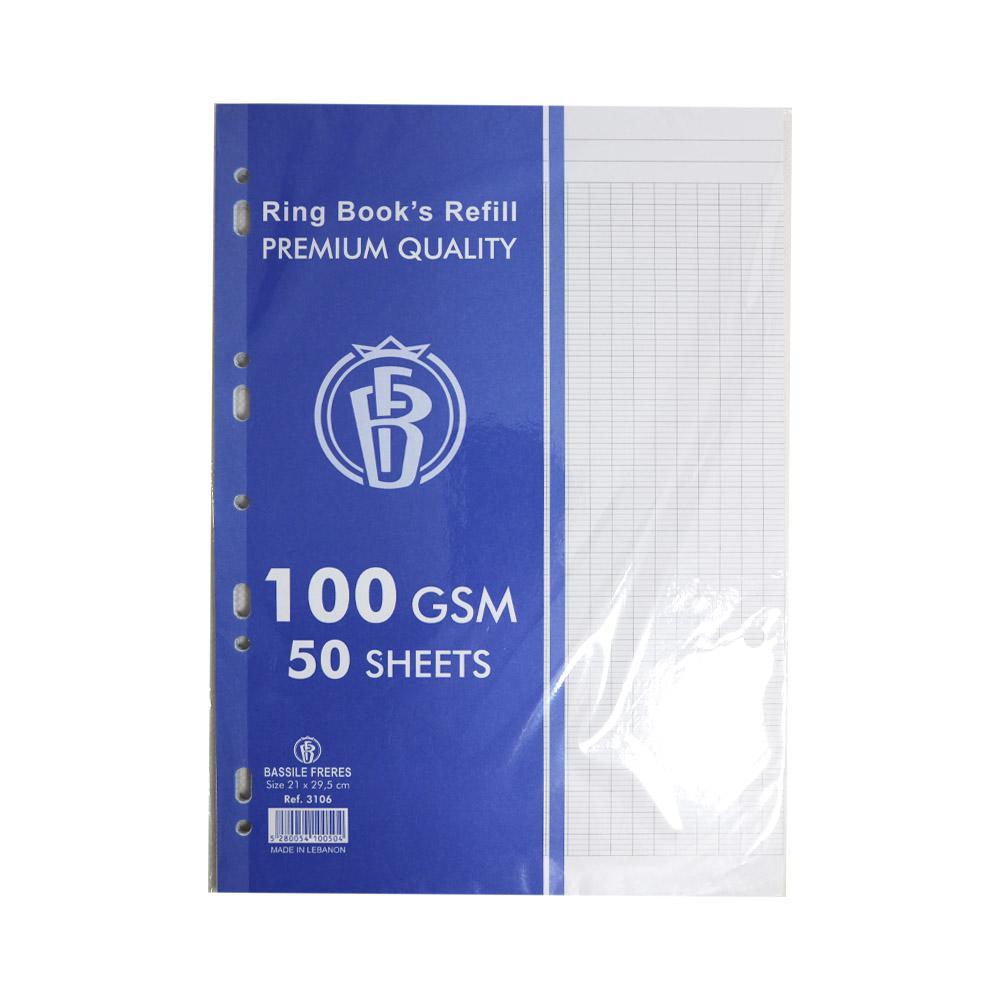 Ring Books Refill Paper- Seyes 50 sheets.