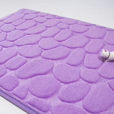 Embossed Paver Bathroom Mat Non-Slip Memory Foam Accessory for Sink Bathtub Side Shower Doormat