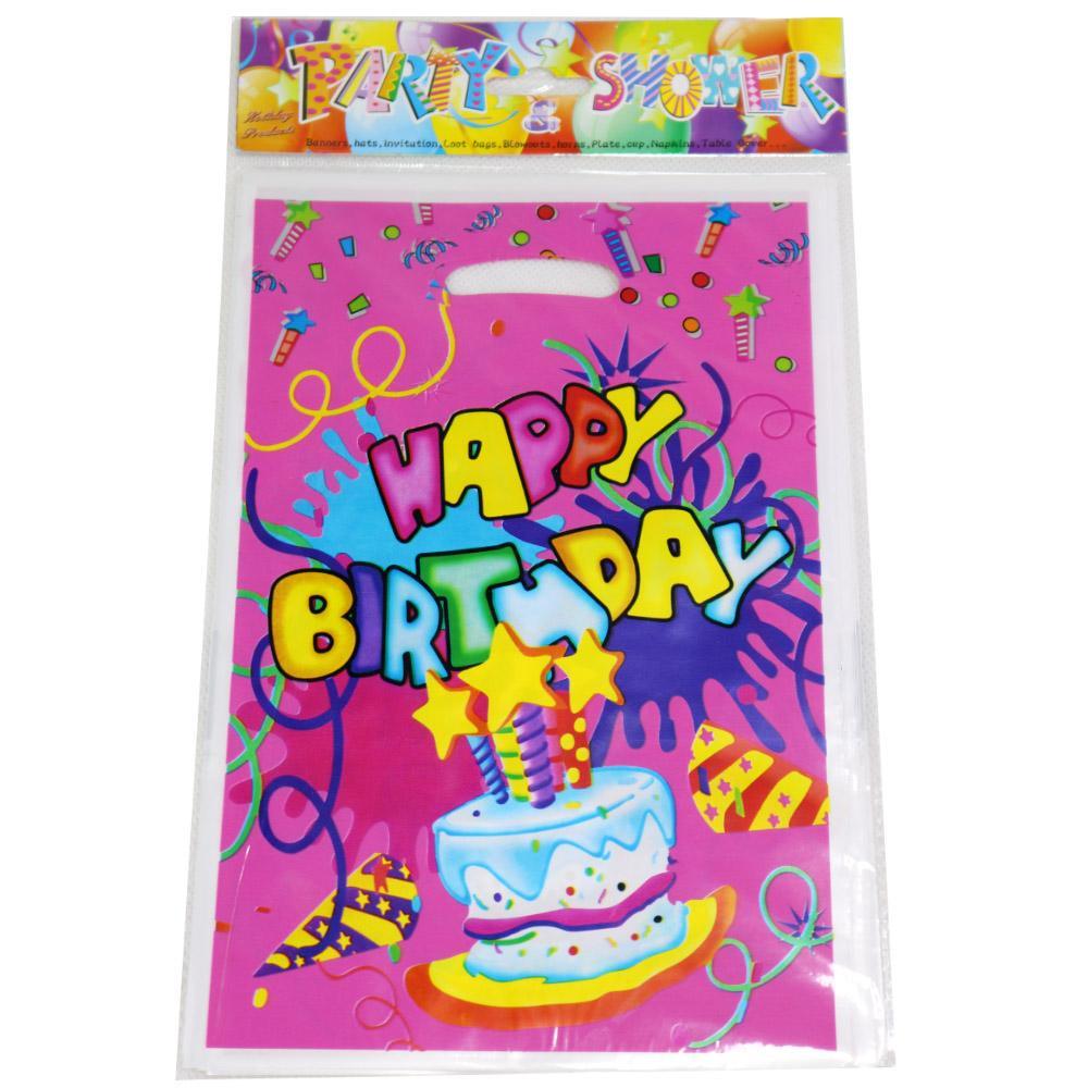 Happy Birthday Fuchsia Gift Bags (10 Pcs) Ab-105 Birthday & Party Supplies