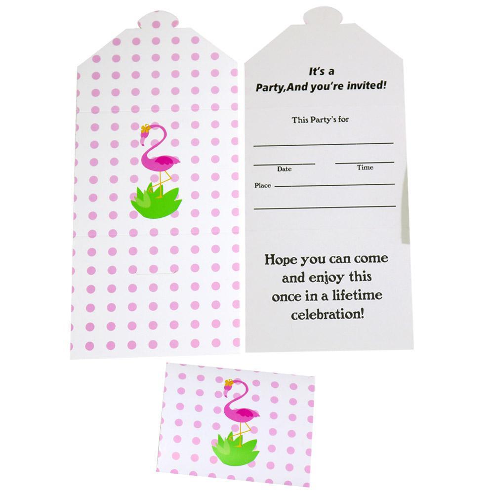 Birthday-Flamingo Invitation Cards (10 Pcs) / Ab-113 Birthday & Party Supplies