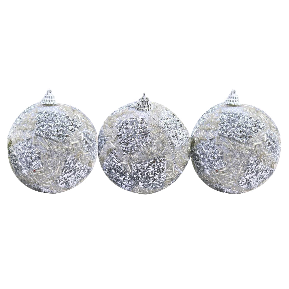 Christmas Silver Balls Set Of 3 Pcs