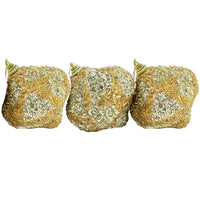 Christmas Oval Gold 8 cm Balls Tree Decoration Set (3 Pcs) - Karout Online -Karout Online Shopping In lebanon - Karout Express Delivery 