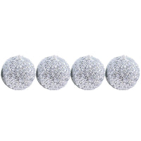 Christmas Glittered Silver Balls 6 cm Tree Decoration Set (4 Pcs) - Karout Online -Karout Online Shopping In lebanon - Karout Express Delivery 