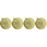 Christmas Striped Glittered Gold Balls Tree Decoration Set (4 Pcs) - Karout Online -Karout Online Shopping In lebanon - Karout Express Delivery 