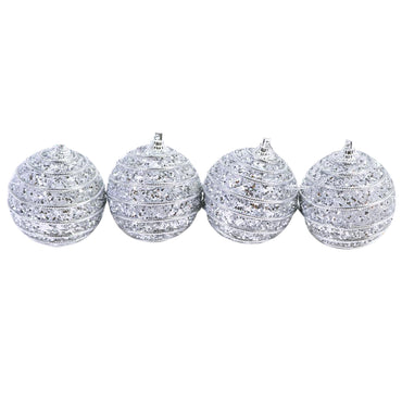 Christmas Silver 6 cm Tree Decoration Set 4 pcs