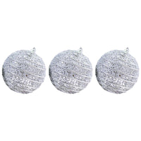 Christmas Striped Silver Balls Tree Decoration Set (3 Pcs) - Karout Online -Karout Online Shopping In lebanon - Karout Express Delivery 