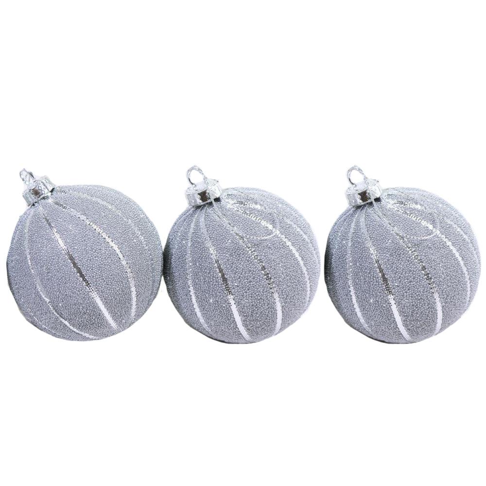 Christmas Silver 8 cm Balls Tree Decoration Set (3 Pcs) - Karout Online -Karout Online Shopping In lebanon - Karout Express Delivery 