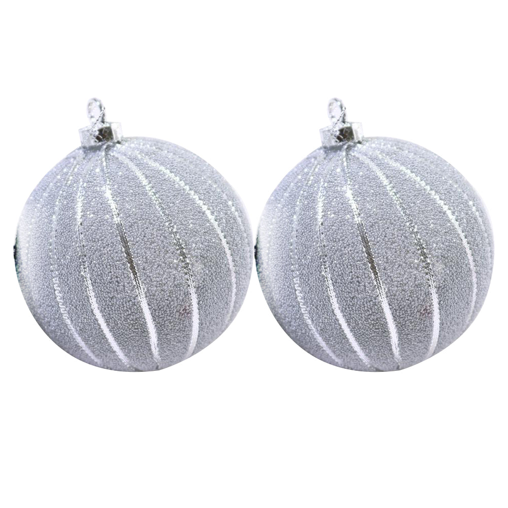 Christmas Silver 10 cm Decoration Tree Balls Set of 2 pcs