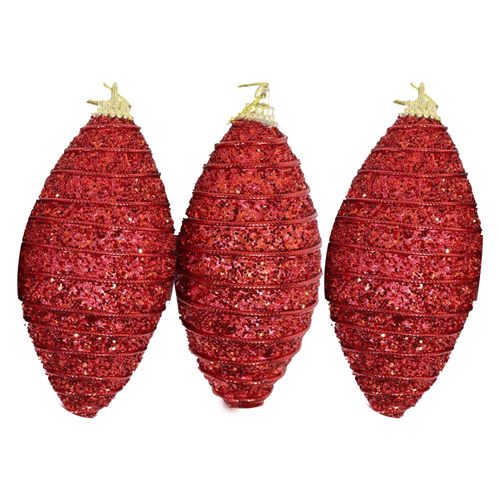 Christmas Red Cone Striped Ball Tree Decoration Set (3pcs)