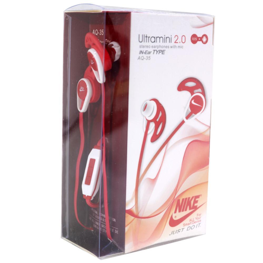 Ultra Mini 2.0 Stereo Earphones With Mic In Ear Type Aq-35 Nike Red Phone Acce