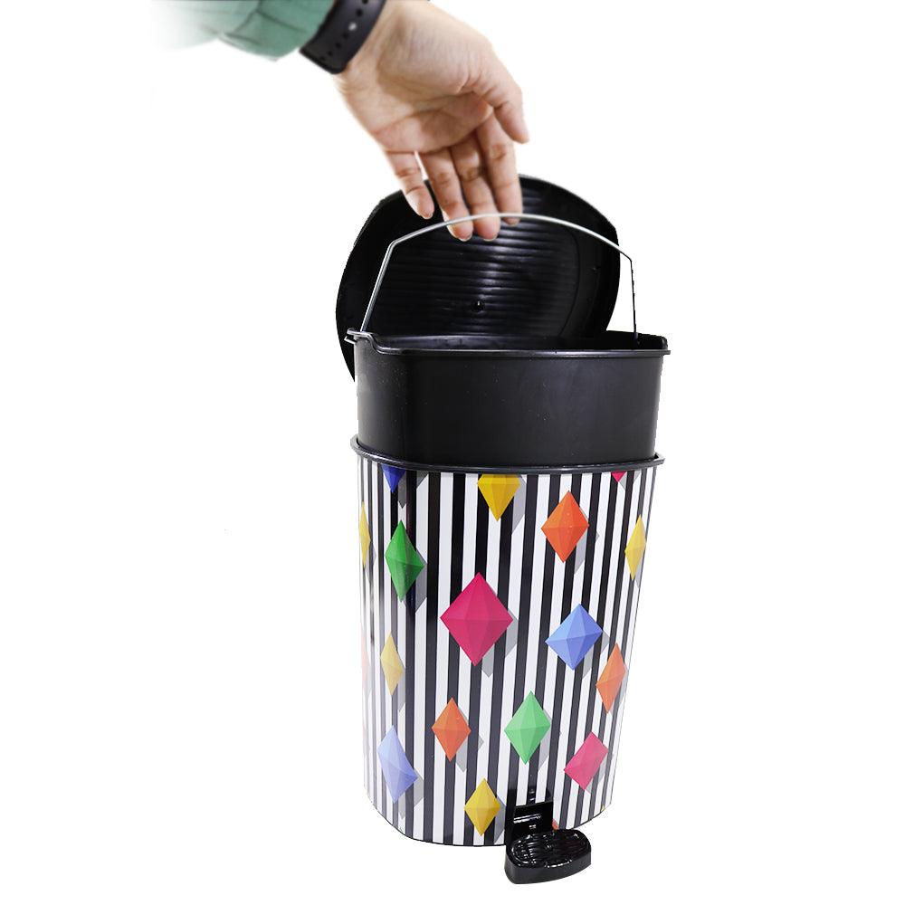 Asude Patterned Waste Bin With Pedal Small 7 liters - Karout Online -Karout Online Shopping In lebanon - Karout Express Delivery 