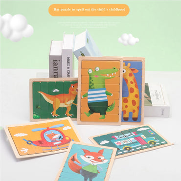 Wooden Puzzle Pattern Block Classification and Stacking Toys