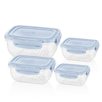 Bager Cook &Lock Colored Cover Rectangular Storage Container Set 4 Pcs - Karout Online -Karout Online Shopping In lebanon - Karout Express Delivery 
