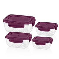Bager Cook &Lock Colored Cover Rectangular Storage Container Set 4 Pcs - Karout Online -Karout Online Shopping In lebanon - Karout Express Delivery 