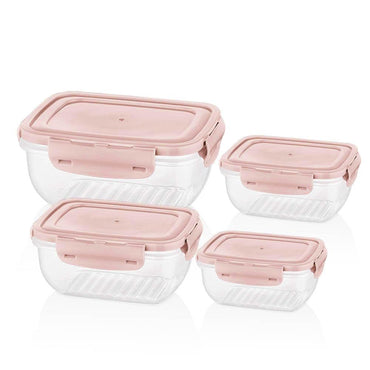 Bager Cook &Lock Colored Cover Rectangular Storage Container Set 4 Pcs - Karout Online -Karout Online Shopping In lebanon - Karout Express Delivery 