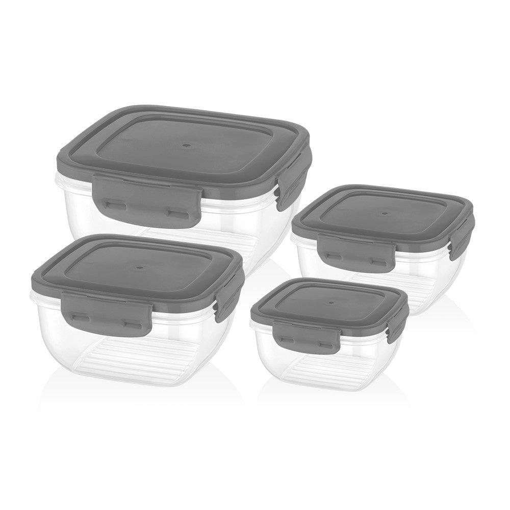 Bager Cook &Lock Colored Cover Square Storage Container Set 4 Pcs - Karout Online -Karout Online Shopping In lebanon - Karout Express Delivery 