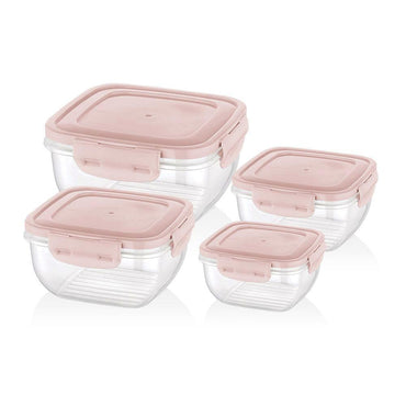 Bager Cook &Lock Colored Cover Square Storage Container Set 4 Pcs - Karout Online -Karout Online Shopping In lebanon - Karout Express Delivery 