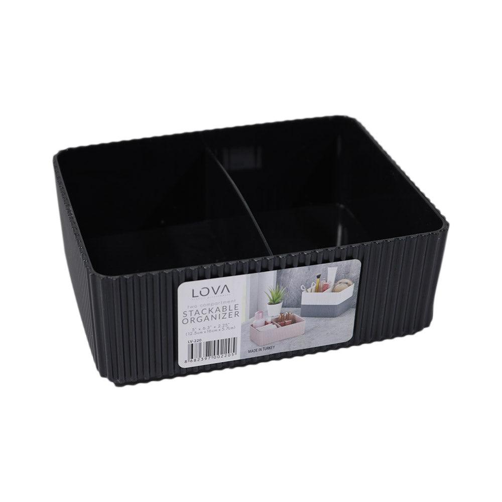 Lova Plastic Two Compartment Stackable Organizer / 030 - Karout Online -Karout Online Shopping In lebanon - Karout Express Delivery 