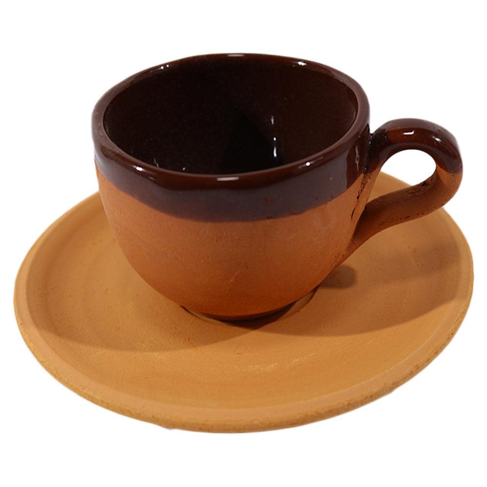 Pottery  Coffee Cups with Saucers Set ( 12 Pcs) - Karout Online -Karout Online Shopping In lebanon - Karout Express Delivery 