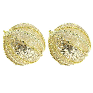 Christmas Gold 10 cm Ball Tree Decoration Set (2 pcs) - Karout Online -Karout Online Shopping In lebanon - Karout Express Delivery 