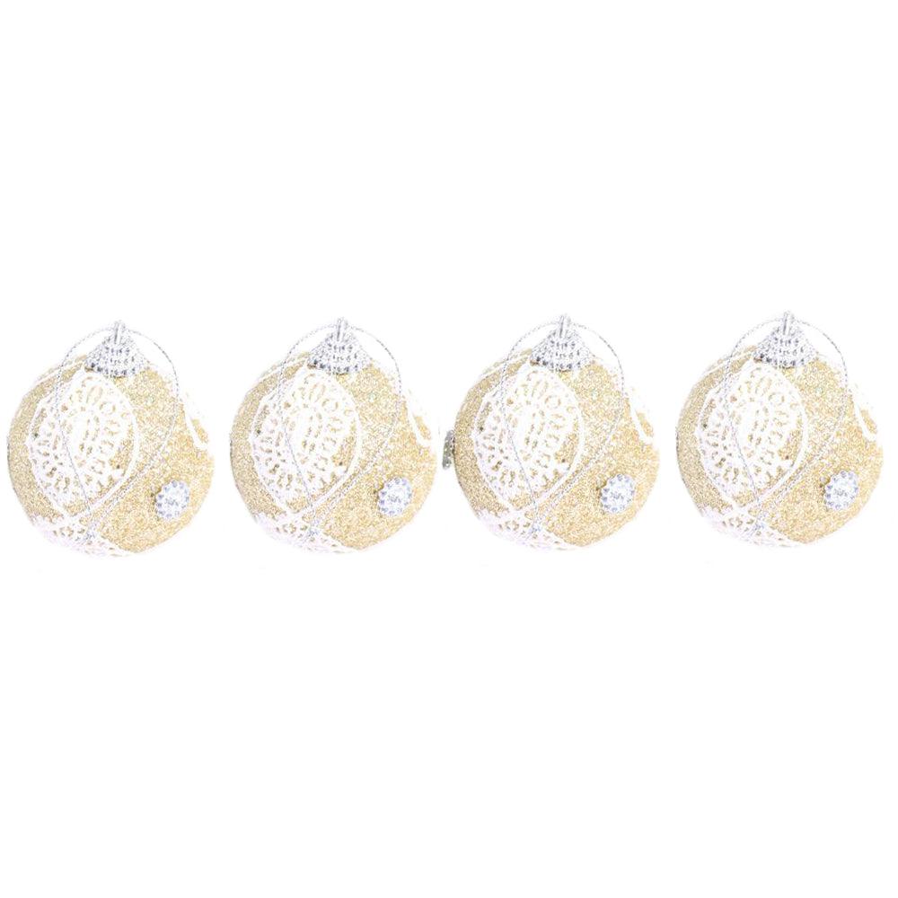 Christmas Gold Balls 6 cm Tree Decoration Set (4 Pcs) - Karout Online -Karout Online Shopping In lebanon - Karout Express Delivery 