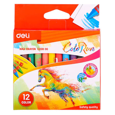 Deli C20800 Wax Crayon Set (12 Pcs)