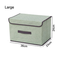 (NET) Cotton Linen Large Storage Box With Cap Clothes Socks Toys Organizer / 802122 / KC22-242-1 / KC22-242-2