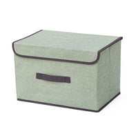 (NET) Cotton Linen Large Storage Box With Cap Clothes Socks Toys Organizer / 802122 / KC22-242-1 / KC22-242-2