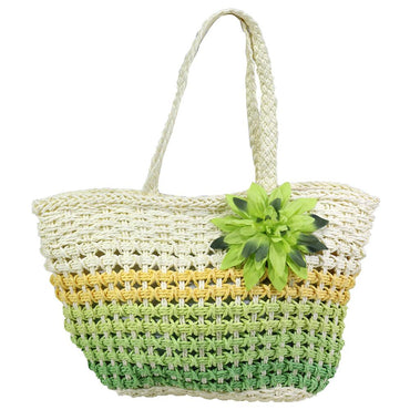 Flower Designed Straw Beach Bag / E-557 - Karout Online -Karout Online Shopping In lebanon - Karout Express Delivery 
