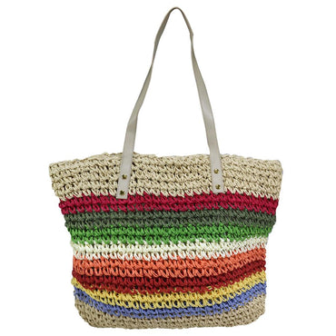 Multi Color Straw Beach Bag / E-561 - Karout Online -Karout Online Shopping In lebanon - Karout Express Delivery 