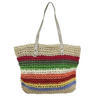 Multi Color Straw Beach Bag / E-561 - Karout Online -Karout Online Shopping In lebanon - Karout Express Delivery 