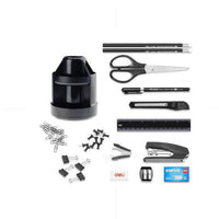 Deli 38250A Rotary Desk Organizer Set of 15 Pcs Black - Karout Online -Karout Online Shopping In lebanon - Karout Express Delivery 