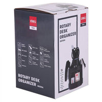 Deli 38250A Rotary Desk Organizer Set of 15 Pcs Black - Karout Online -Karout Online Shopping In lebanon - Karout Express Delivery 