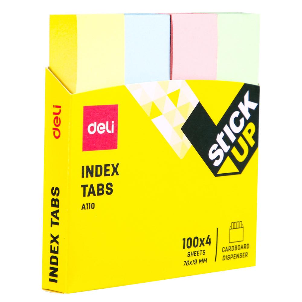 DELI A11002 PAPER INDEX TABS 76 x 19 MM 400 SHEETS 4 Colors - Karout Online -Karout Online Shopping In lebanon - Karout Express Delivery 