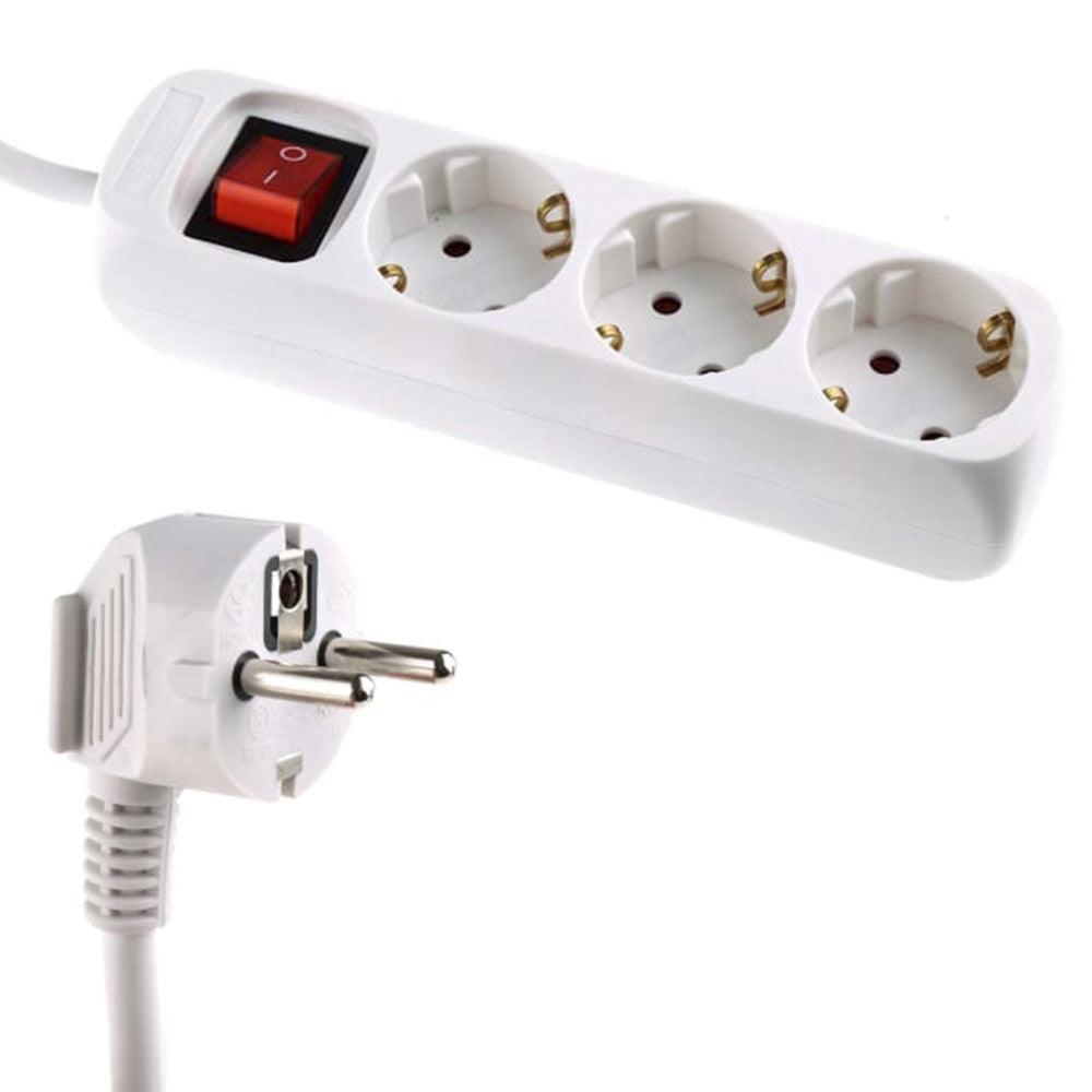 Electric Extension Cable 3 sockets with switch (130 cm) - Karout Online -Karout Online Shopping In lebanon - Karout Express Delivery 